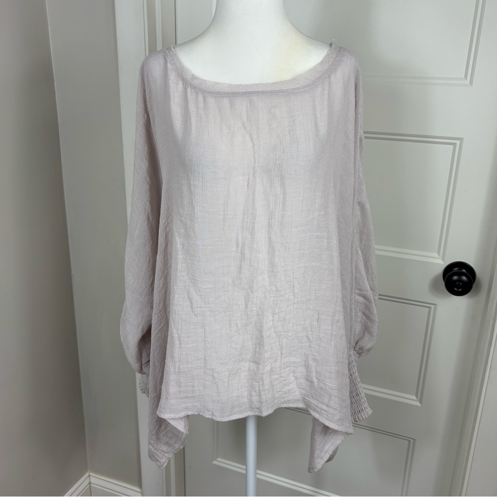 KLD Signature Oversized Smocked‎ Sleeve Blouse S/M